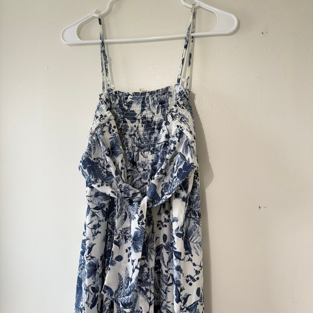 Altar’d State Blue White Floral Smocked Tiered Maxi Dress Boho Cottagecore - Picture 5 of 7